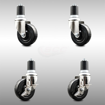 Service Caster 4 Inch 316SS Hard Rubber Swivel 1-7/8 Inch Expanding Stem Caster Brake SCC, 2PK SCC-SS316EX20S414-HRS-2-TLB-2-178